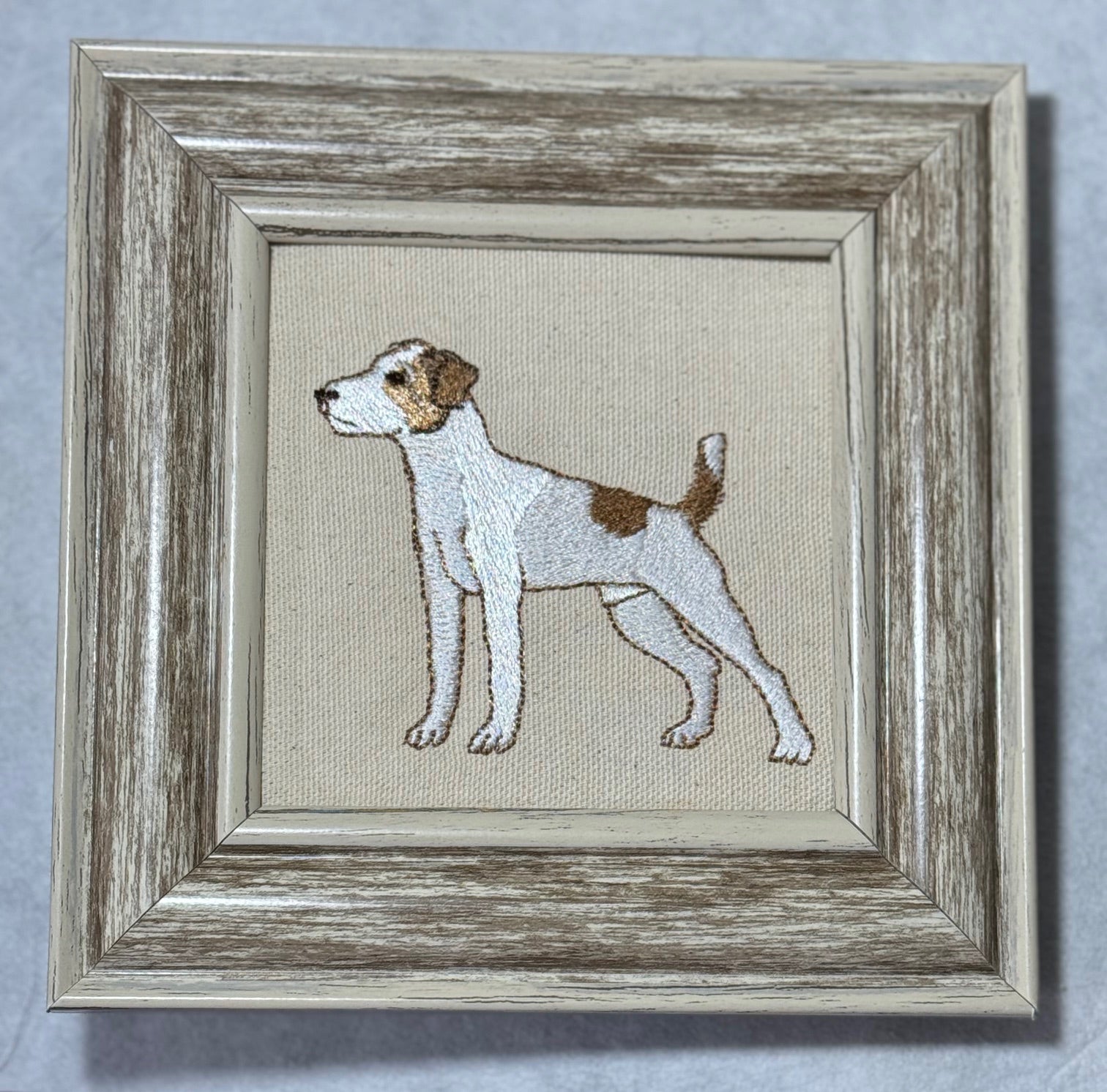 Jack Russell Terrier Machine Embroidered Framed Art | Dog Lover Decor