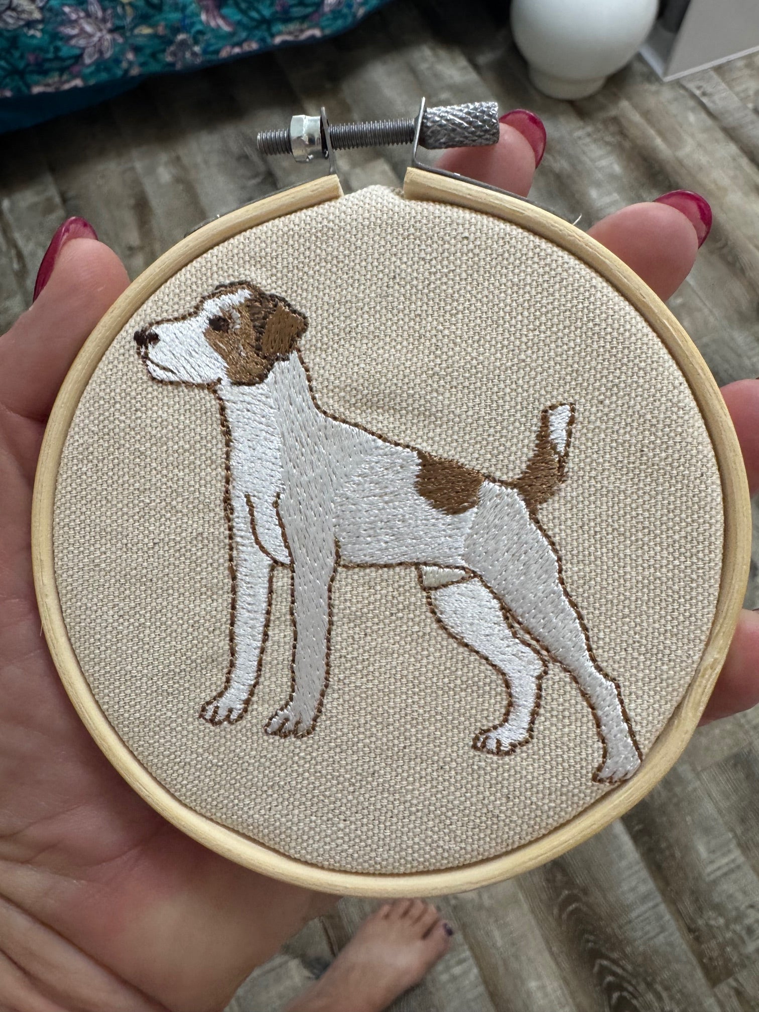 Jack Russell Terrier Machine Embroidered Framed Art | Dog Lover Decor
