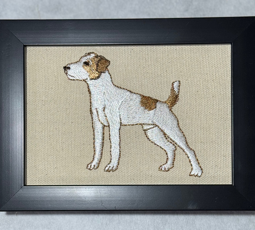 Jack Russell Terrier Machine Embroidered Framed Art | Dog Lover Decor
