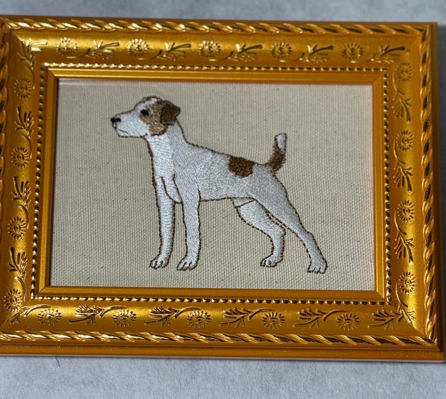 Jack Russell Terrier Machine Embroidered Framed Art | Dog Lover Decor