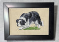 Border Collie Machine Embroidered Framed Art | Tabletop Decor