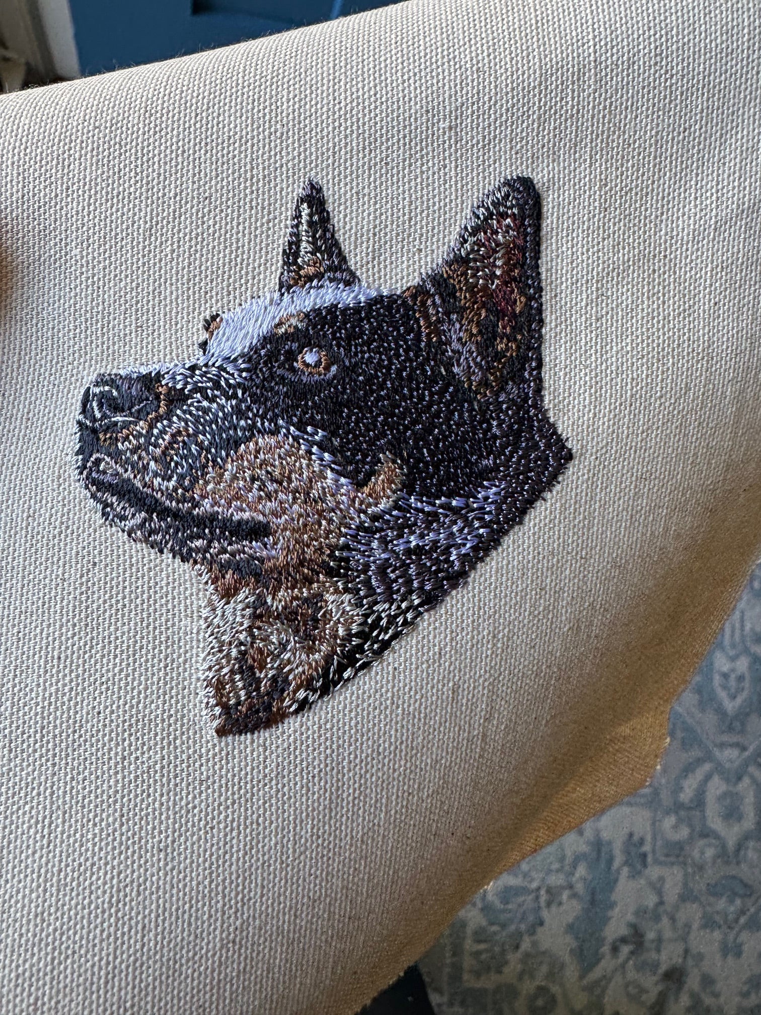 Blue Heeler Australian Cattle Dog Machine Embroidered Framed Art | Tabletop Decor