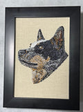 Blue Heeler Australian Cattle Dog Machine Embroidered Framed Art | Tabletop Decor
