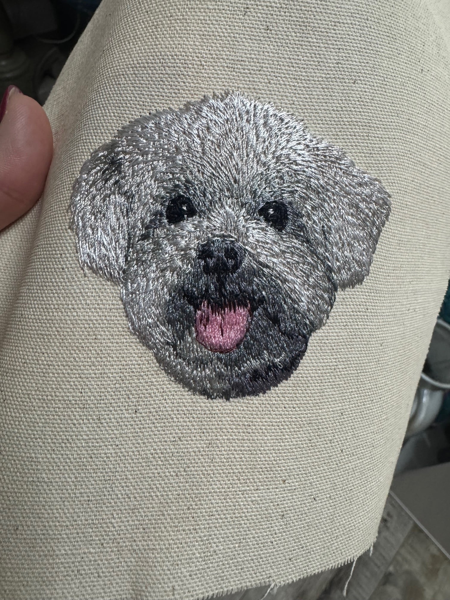 Maltese, Bichon Frise & Coton de Tulear Machine Embroidered Framed Art | Tabletop Decor