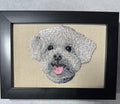 Maltese, Bichon Frise & Coton de Tulear Machine Embroidered Framed Art | Tabletop Decor