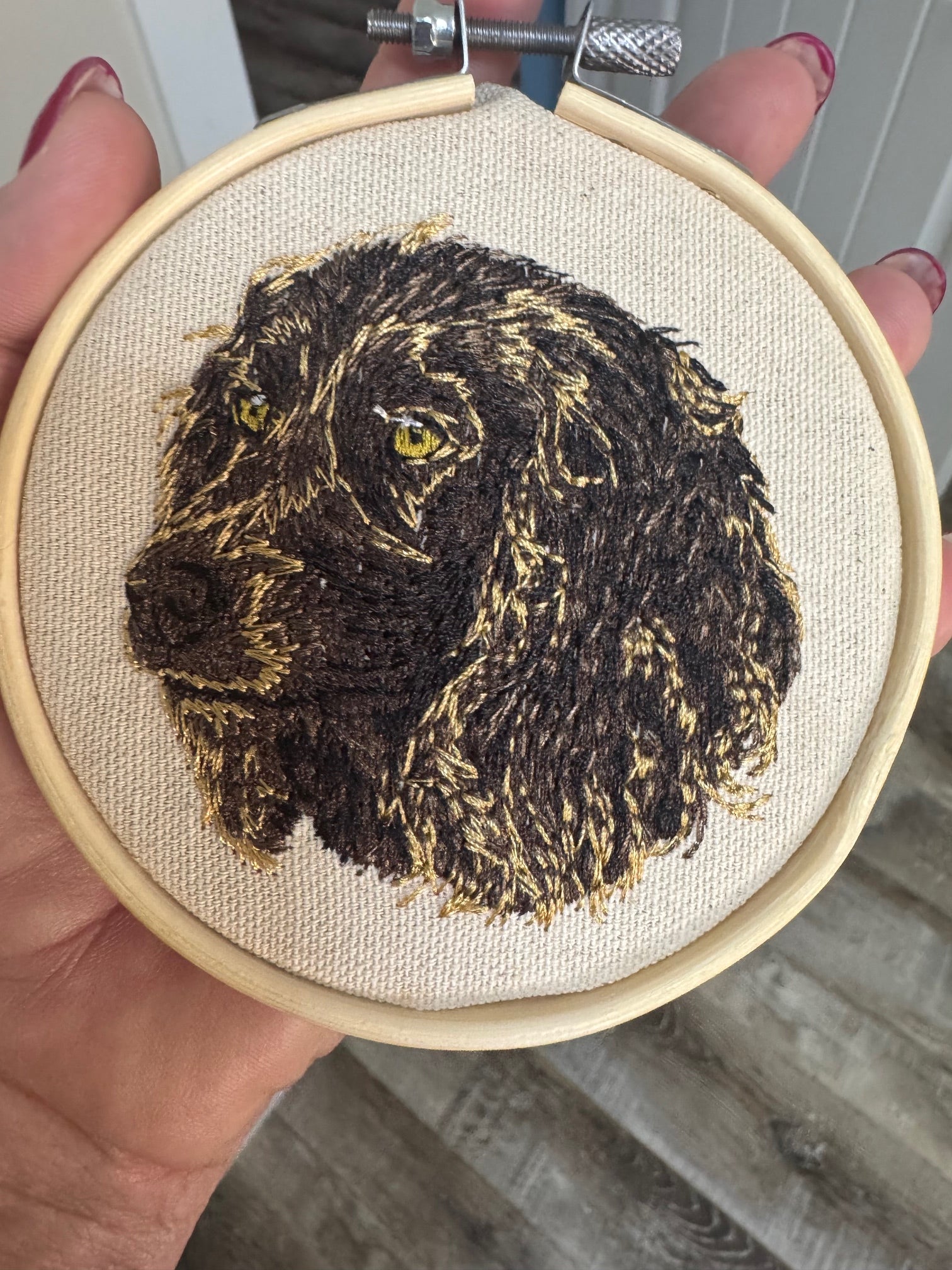 Boykin Spaniel Machine Embroidered Framed Art | Tabletop Decor