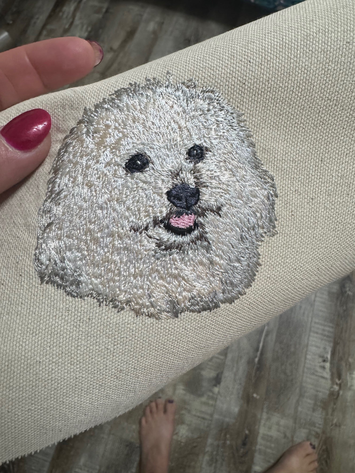 Maltese, Bichon Frise, Coton de Tulear, Poodle & Shih Tzu Machine Embroidered Framed Art