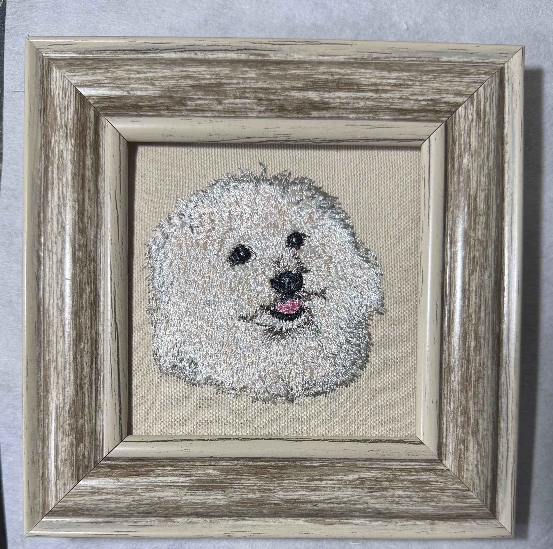 Maltese, Bichon Frise, Coton de Tulear, Poodle & Shih Tzu Machine Embroidered Framed Art