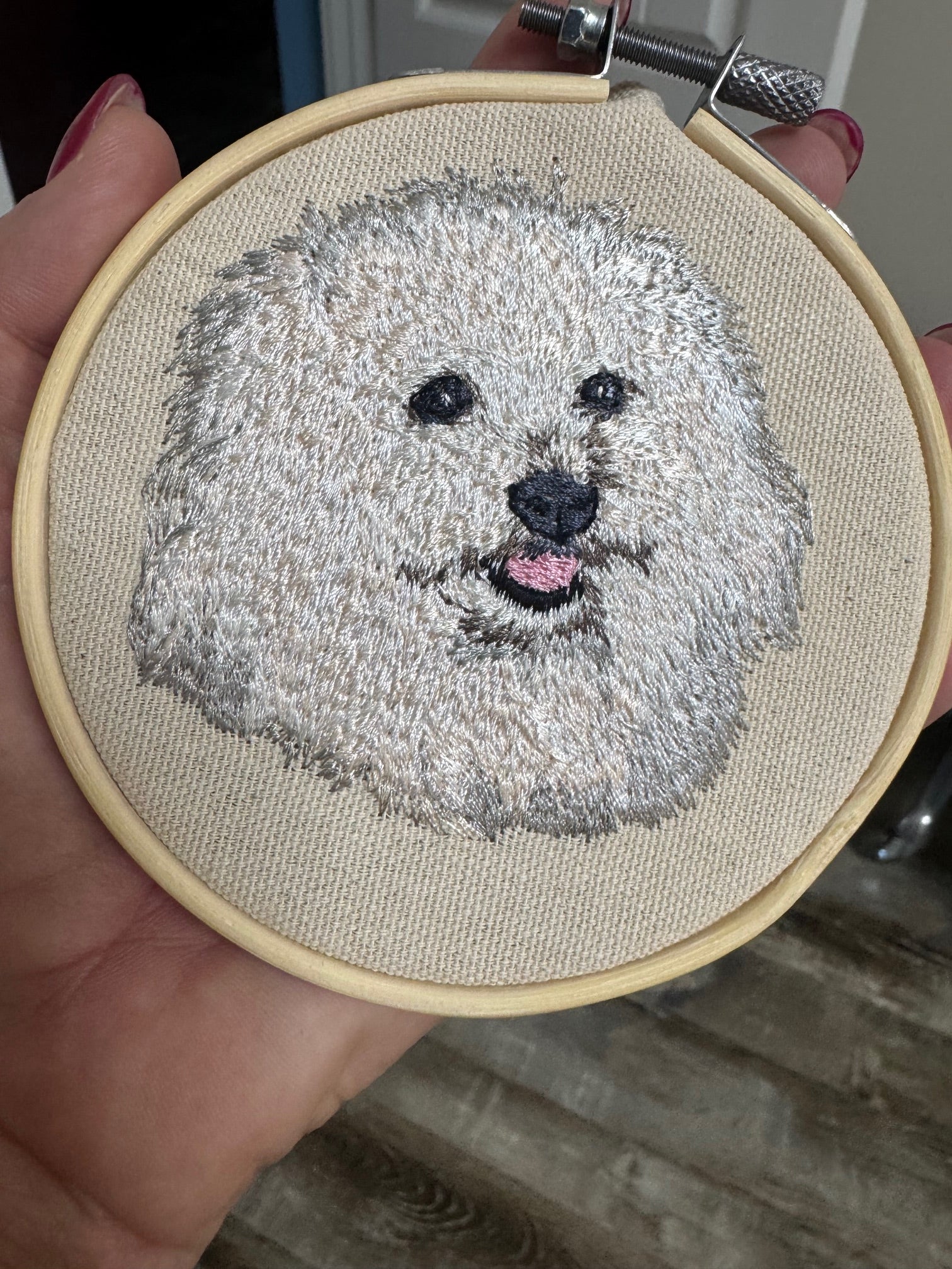 Maltese, Bichon Frise, Coton de Tulear, Poodle & Shih Tzu Machine Embroidered Framed Art