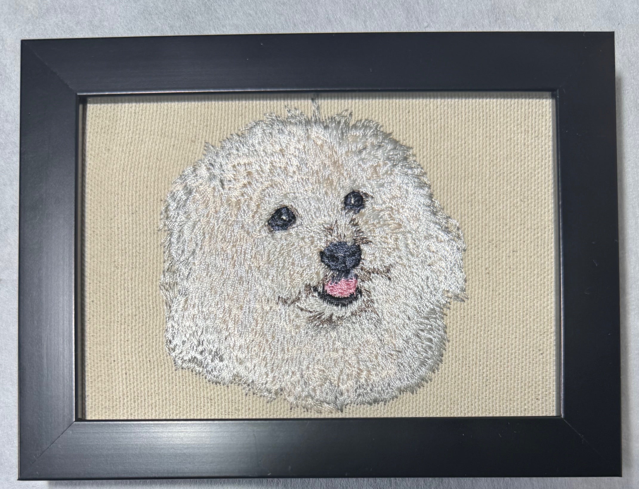 Maltese, Bichon Frise, Coton de Tulear, Poodle & Shih Tzu Machine Embroidered Framed Art