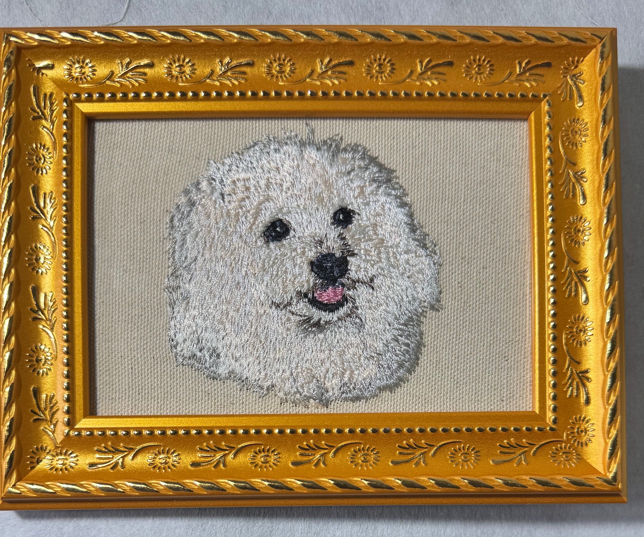 Maltese, Bichon Frise, Coton de Tulear, Poodle & Shih Tzu Machine Embroidered Framed Art