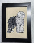 Old English Sheepdog Machine Embroidered Framed Art | Tabletop Decor