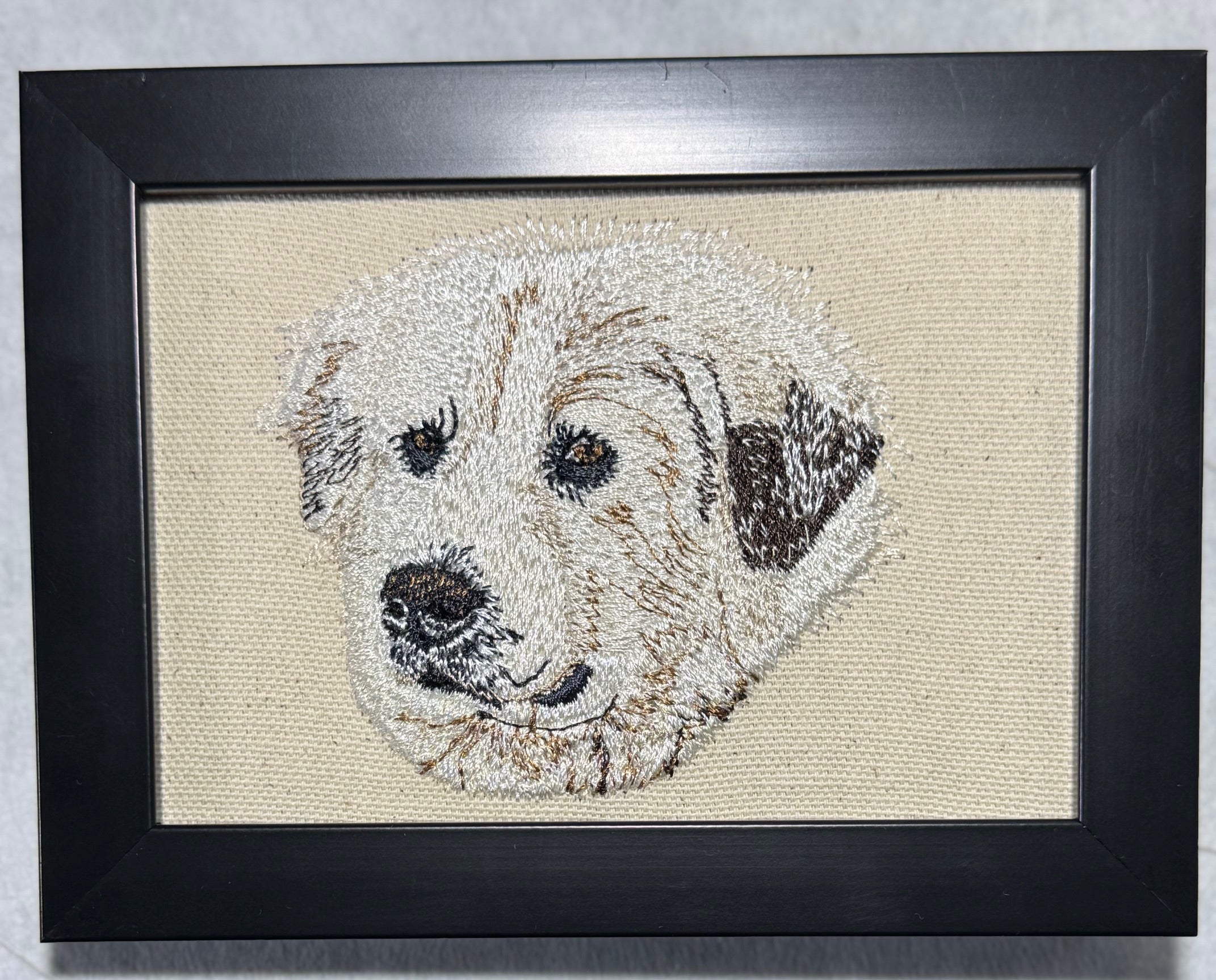 Great Pyrenees Machine Embroidered Framed Art | Tabletop Decor