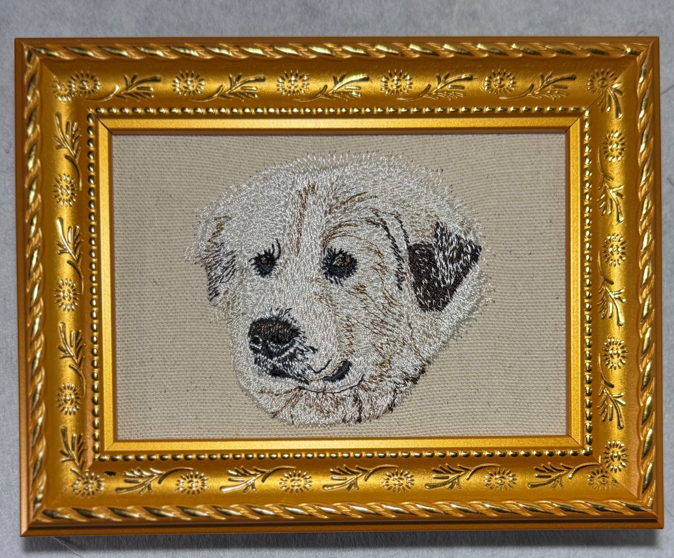 Great Pyrenees Machine Embroidered Framed Art | Tabletop Decor
