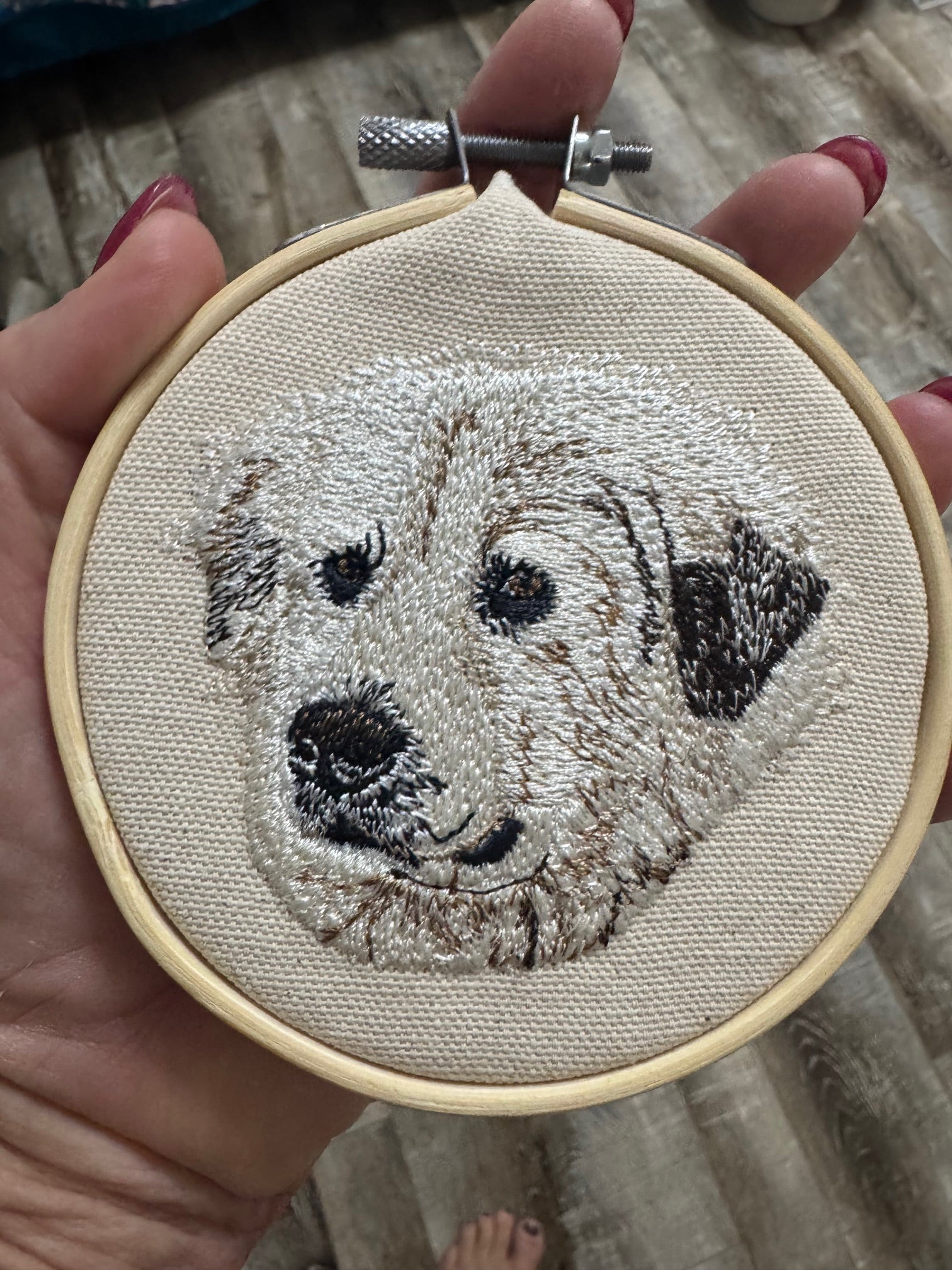 Great Pyrenees Machine Embroidered Framed Art | Tabletop Decor
