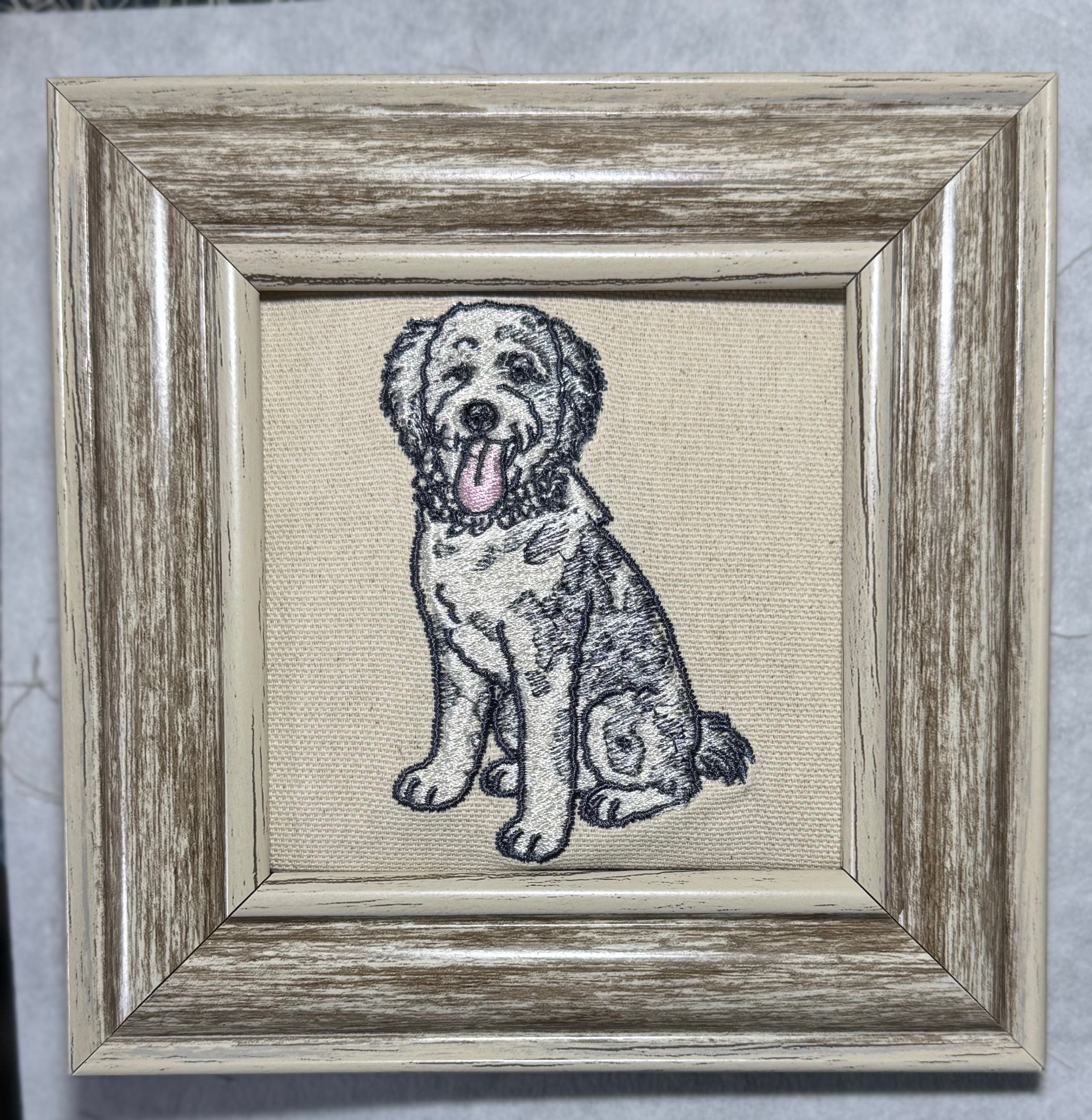 Goldendoodle & Cavachon Machine Embroidered Framed Art | Tabletop Decor