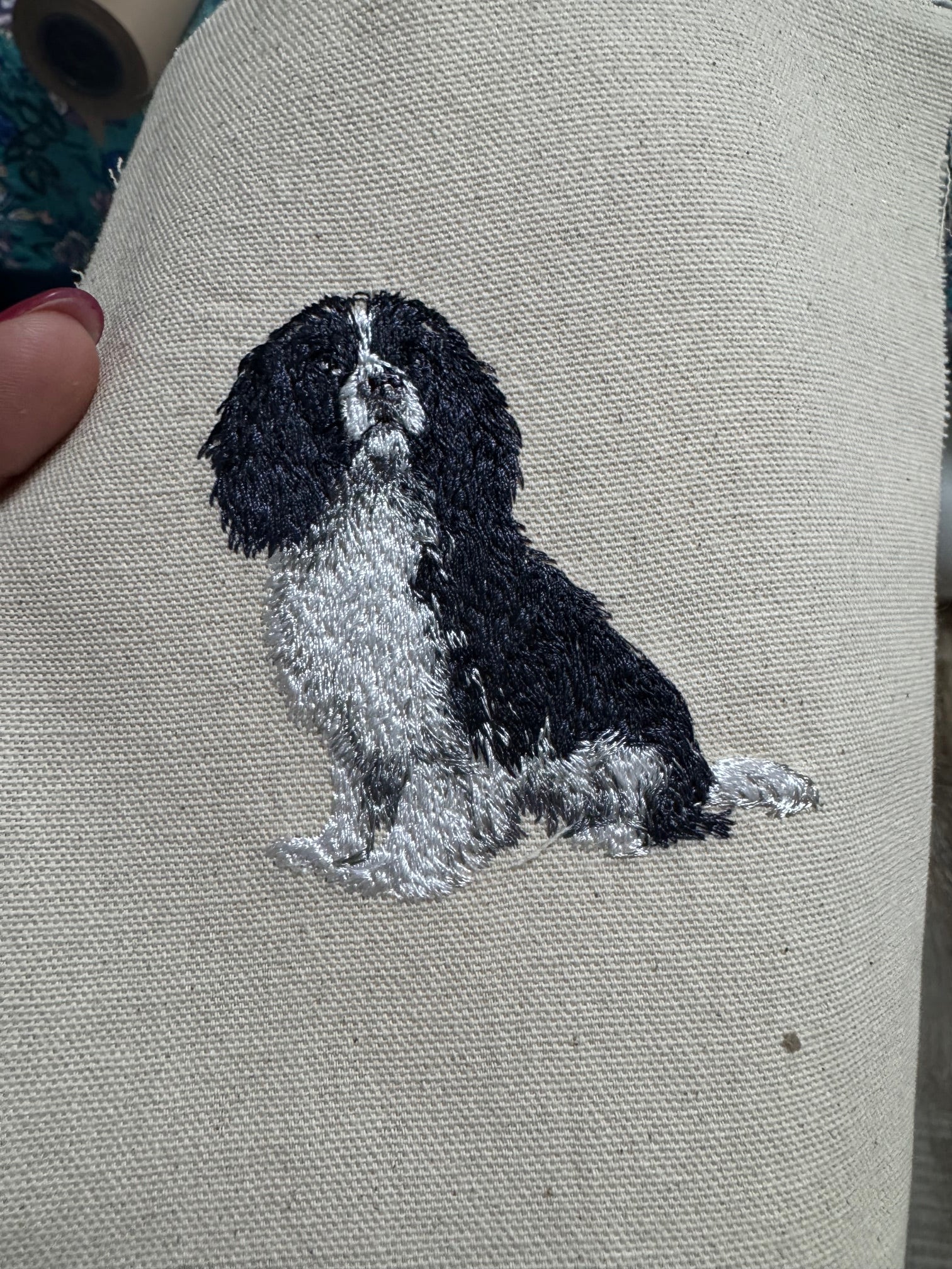 Cavalier King Charles Spaniel Embroidered Framed Art | Dog Lover Wall & Desk Decor