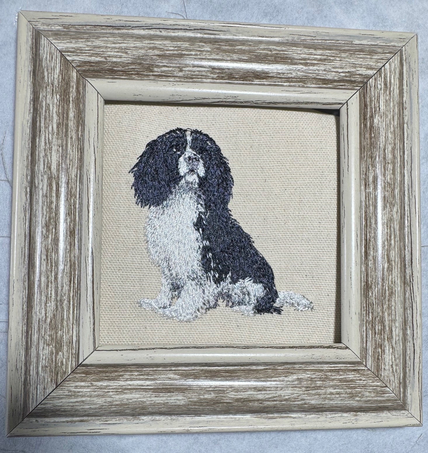 Cavalier King Charles Spaniel Embroidered Framed Art | Dog Lover Wall & Desk Decor