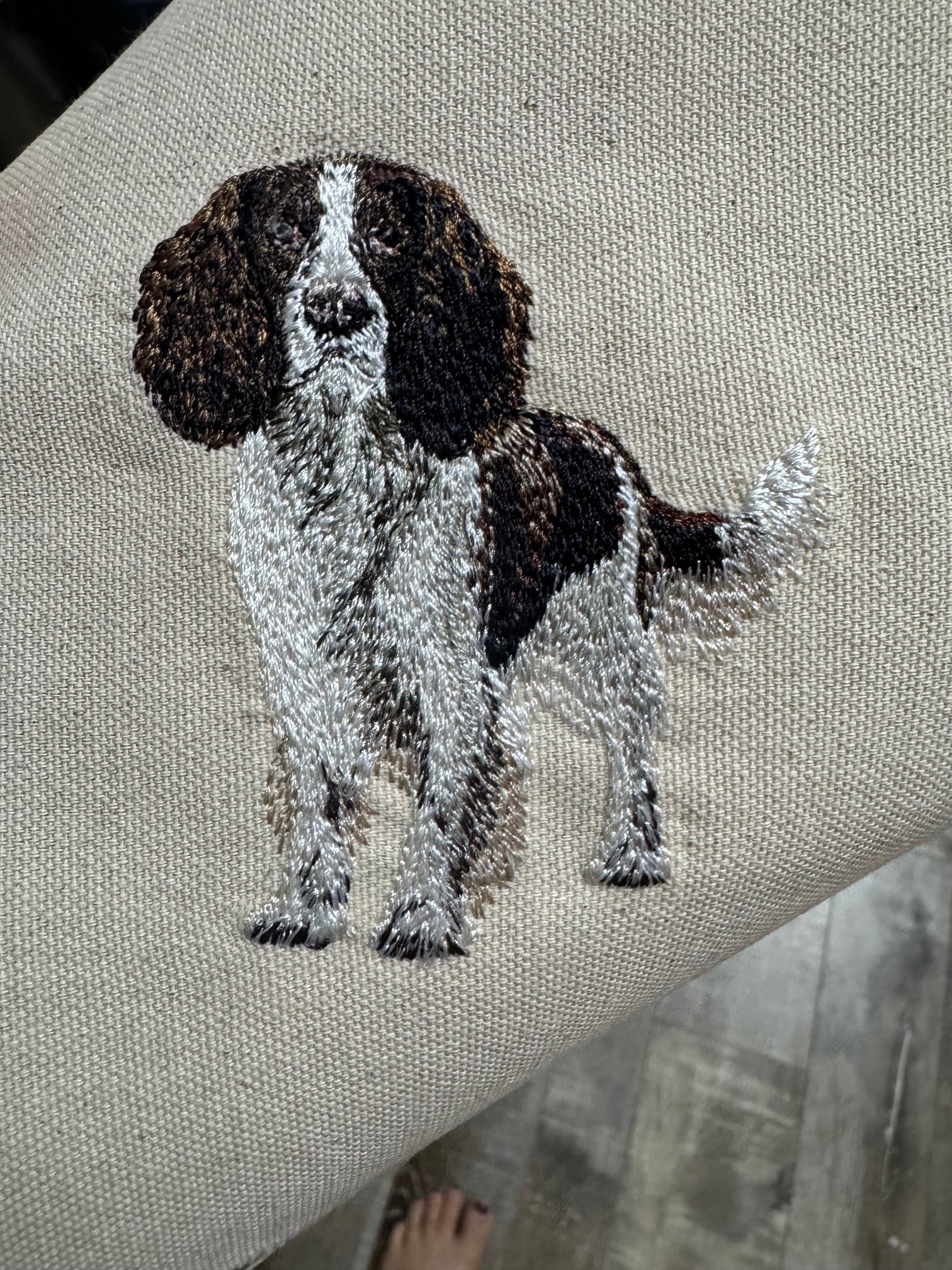English Springer Spaniel Machine Embroidered Framed Art | Tabletop Decor