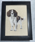 English Springer Spaniel Machine Embroidered Framed Art | Tabletop Decor