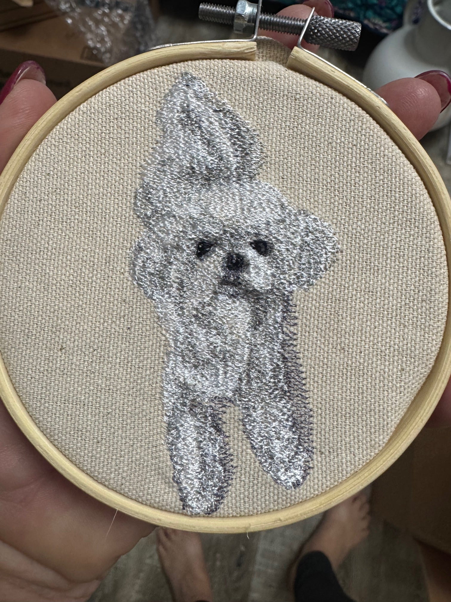 Maltese, Bichon, Poodle & Shih Tzu Machine Embroidered Framed Art | Desk & Wall Decor