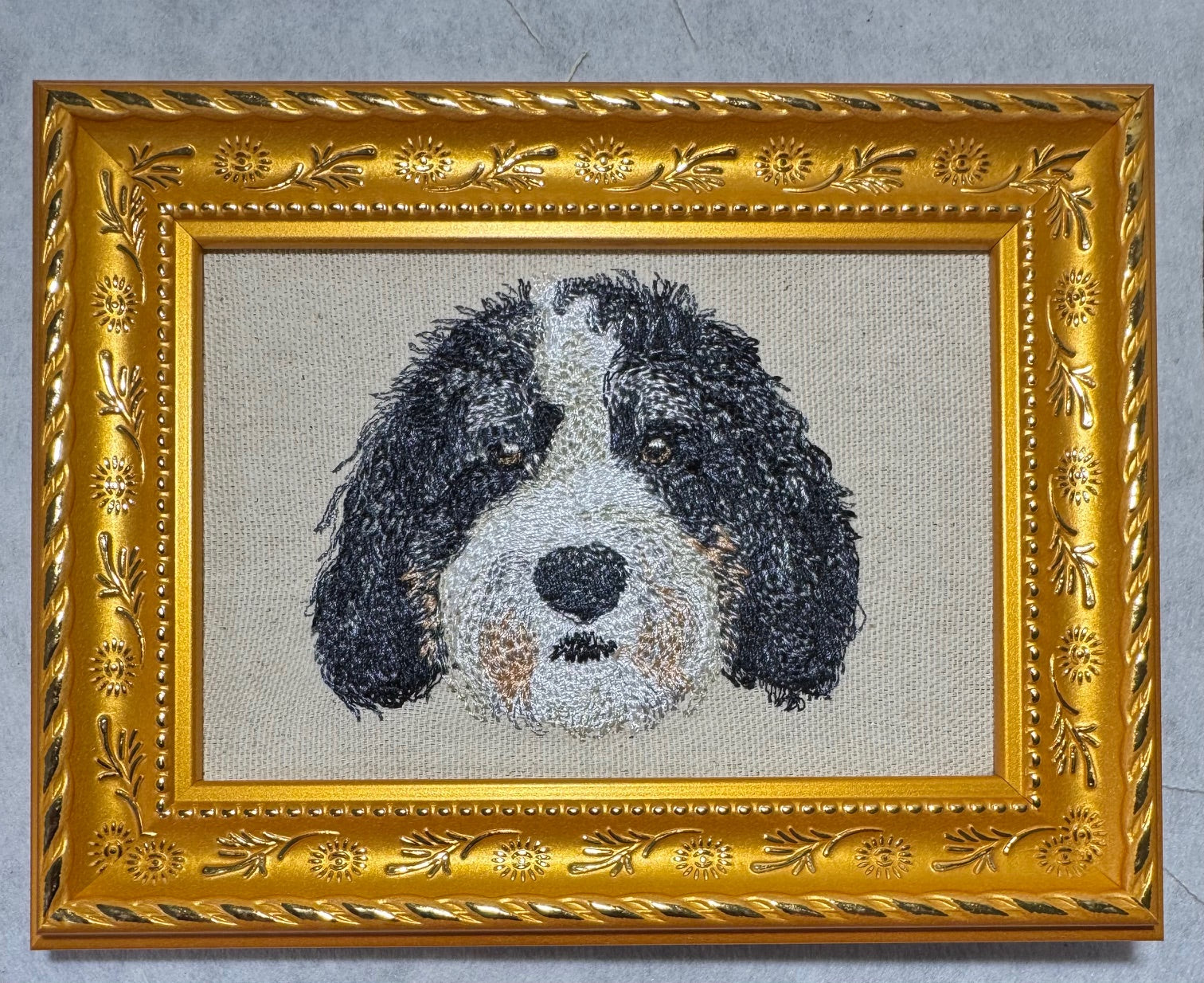 Doodle Mix Dog Machine Embroidered Art | Framed Tabletop Decor | BerneDoodle, Labradoodle, Goldendoodle & More