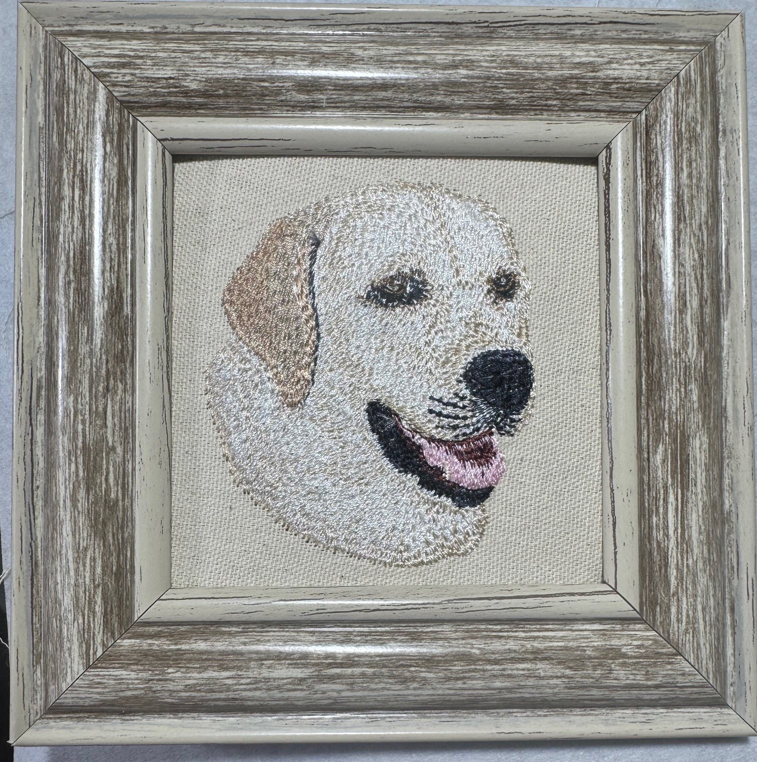 Labrador Retriever Machine Embroidered Framed Art | Tabletop Decor for Home or Office
