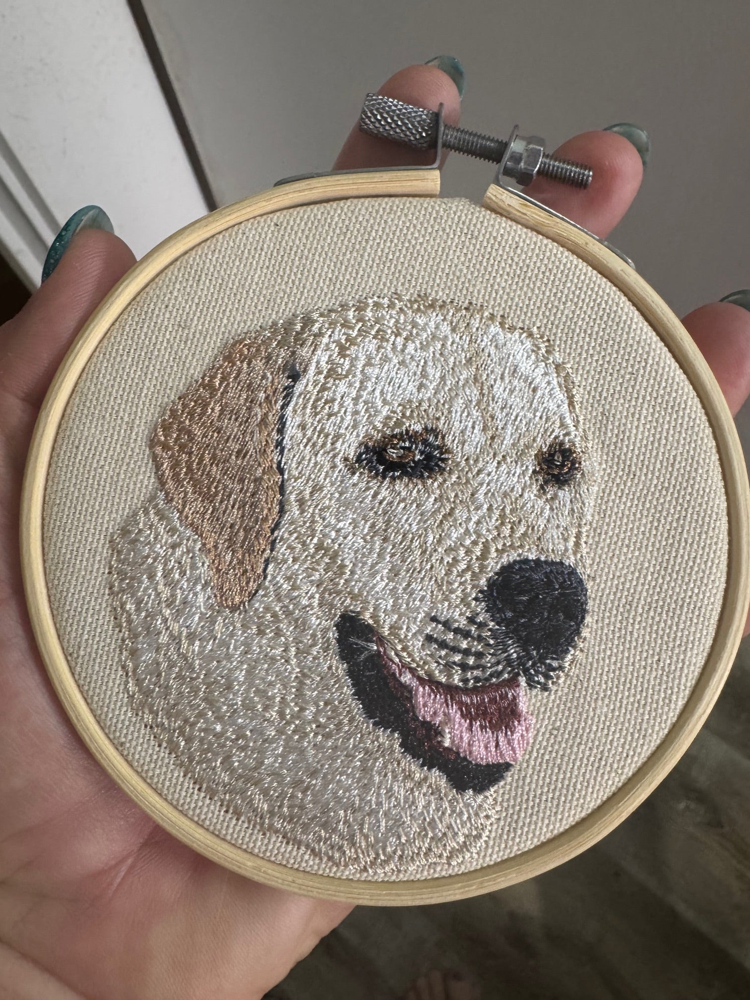 Labrador Retriever Machine Embroidered Framed Art | Tabletop Decor for Home or Office