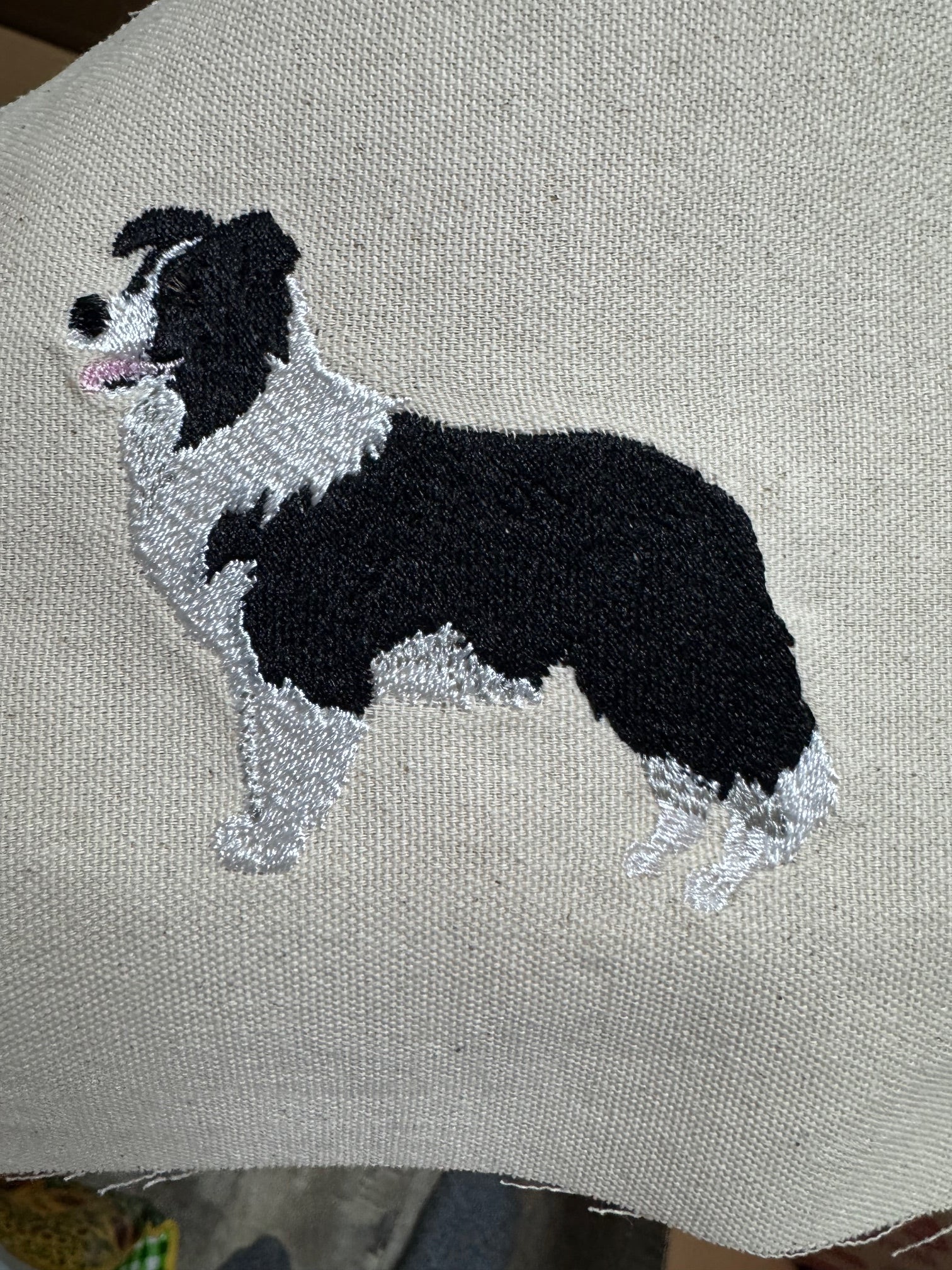 Border Collie Machine Embroidered Framed Art