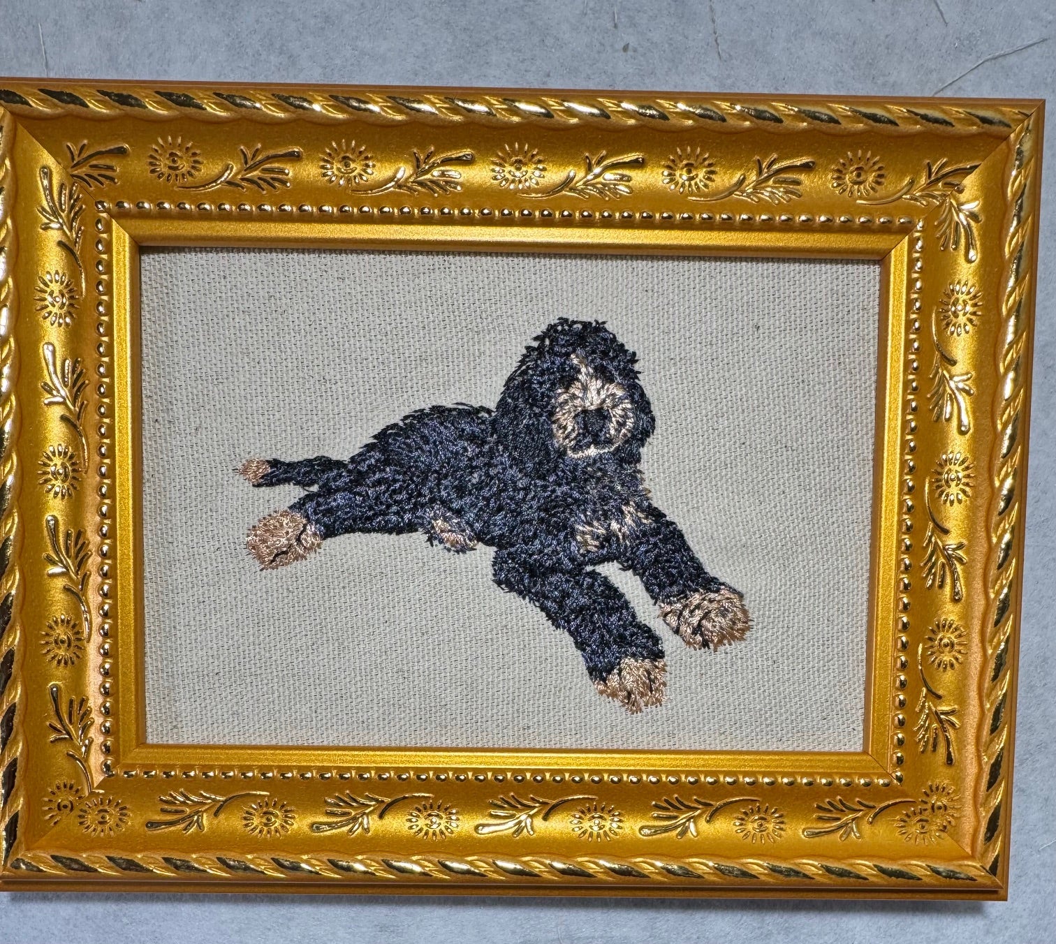 Bernedoodle, Labradoodle & Goldendoodle Embroidered Framed Art | Handcrafted Doodle Decor