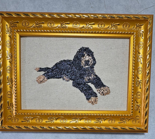 Bernedoodle, Labradoodle & Goldendoodle Embroidered Framed Art | Handcrafted Doodle Decor