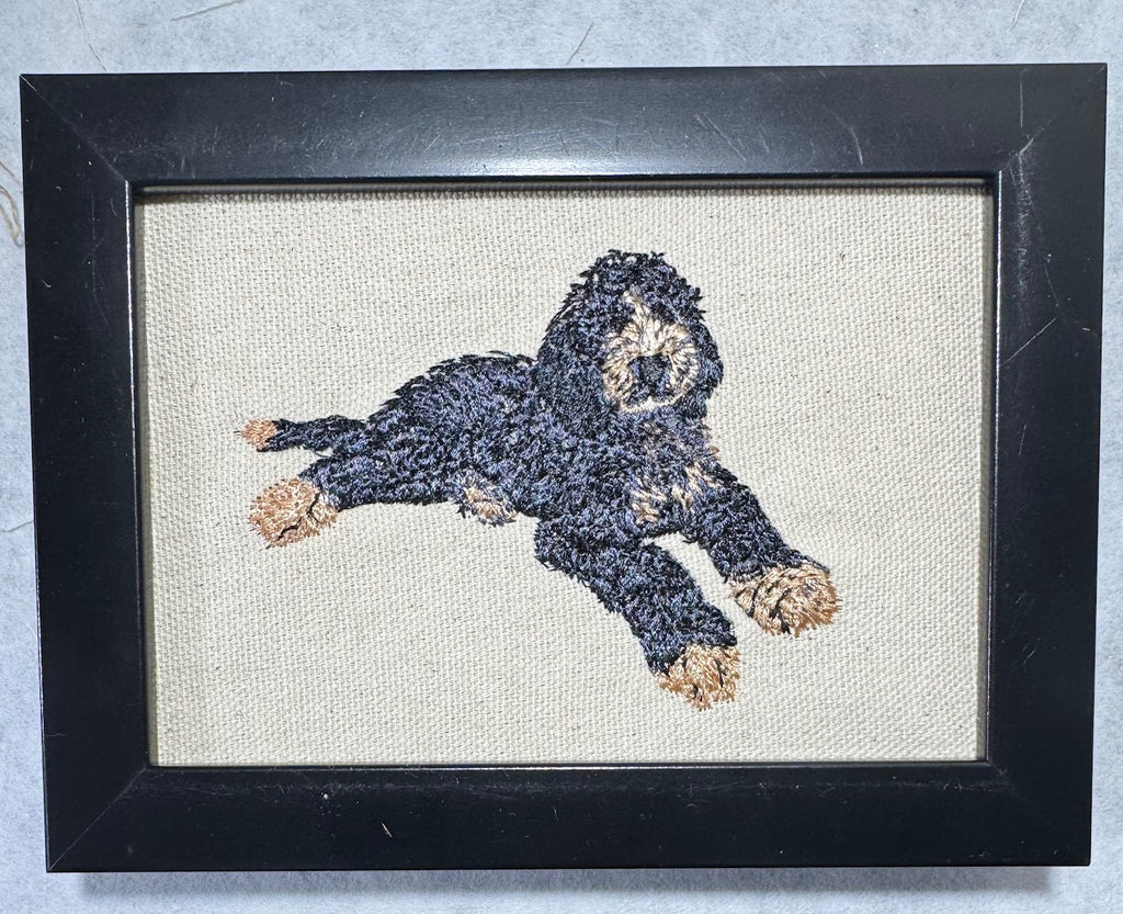 Bernedoodle, Labradoodle & Goldendoodle Embroidered Framed Art | Handcrafted Doodle Decor