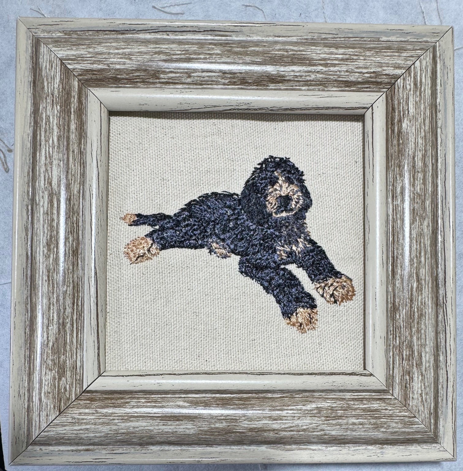 Bernedoodle, Labradoodle & Goldendoodle Embroidered Framed Art | Handcrafted Doodle Decor