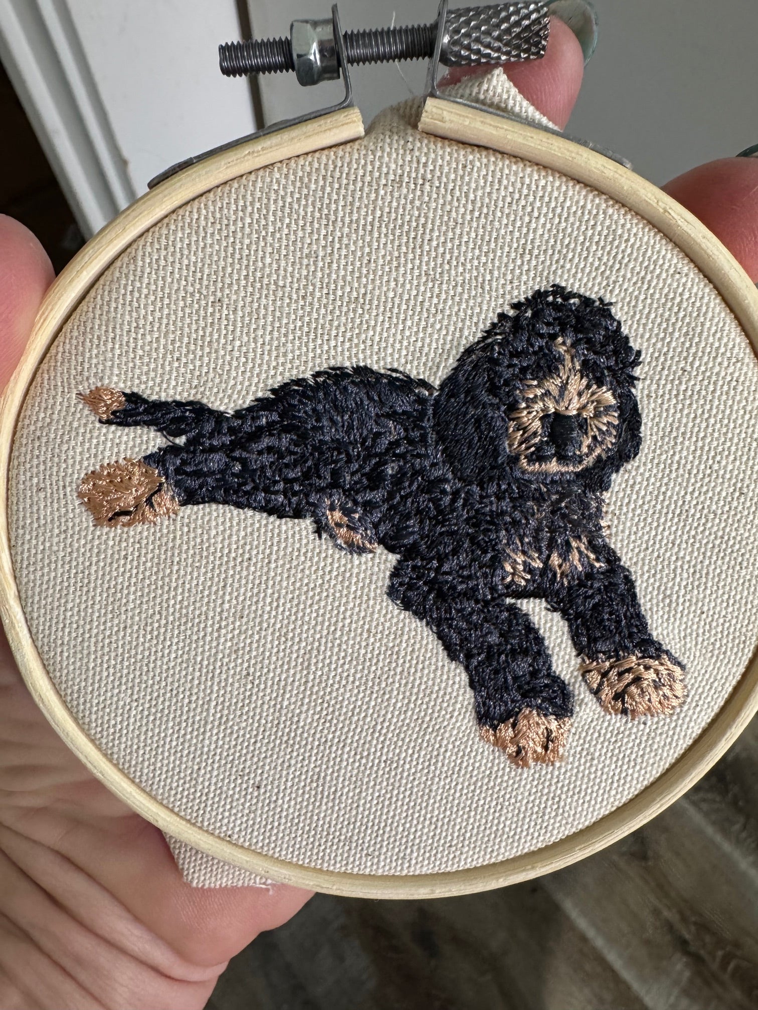 Bernedoodle, Labradoodle & Goldendoodle Embroidered Framed Art | Handcrafted Doodle Decor