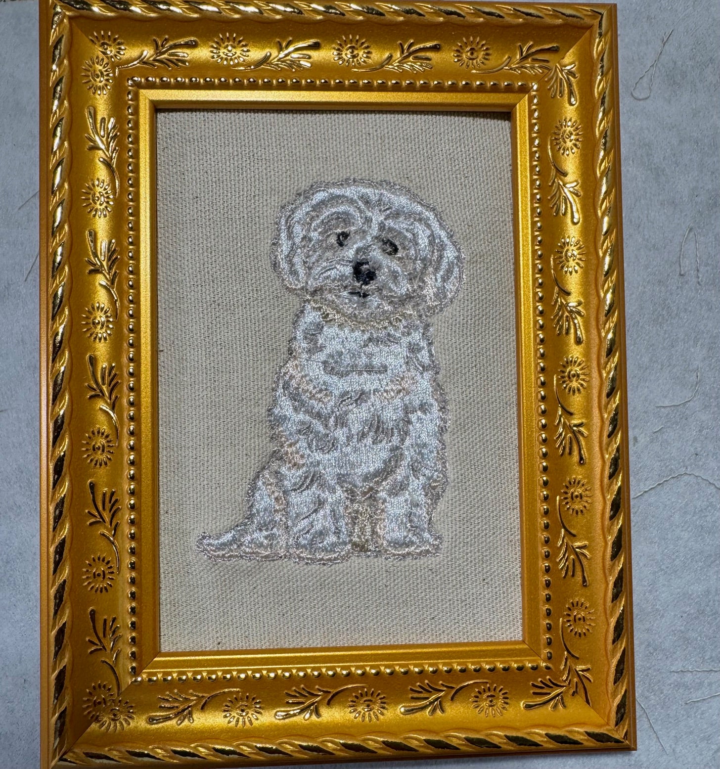 Maltese, Bichon, Poodle & Shih Tzu Embroidered Framed Art | Handcrafted Pet Decor