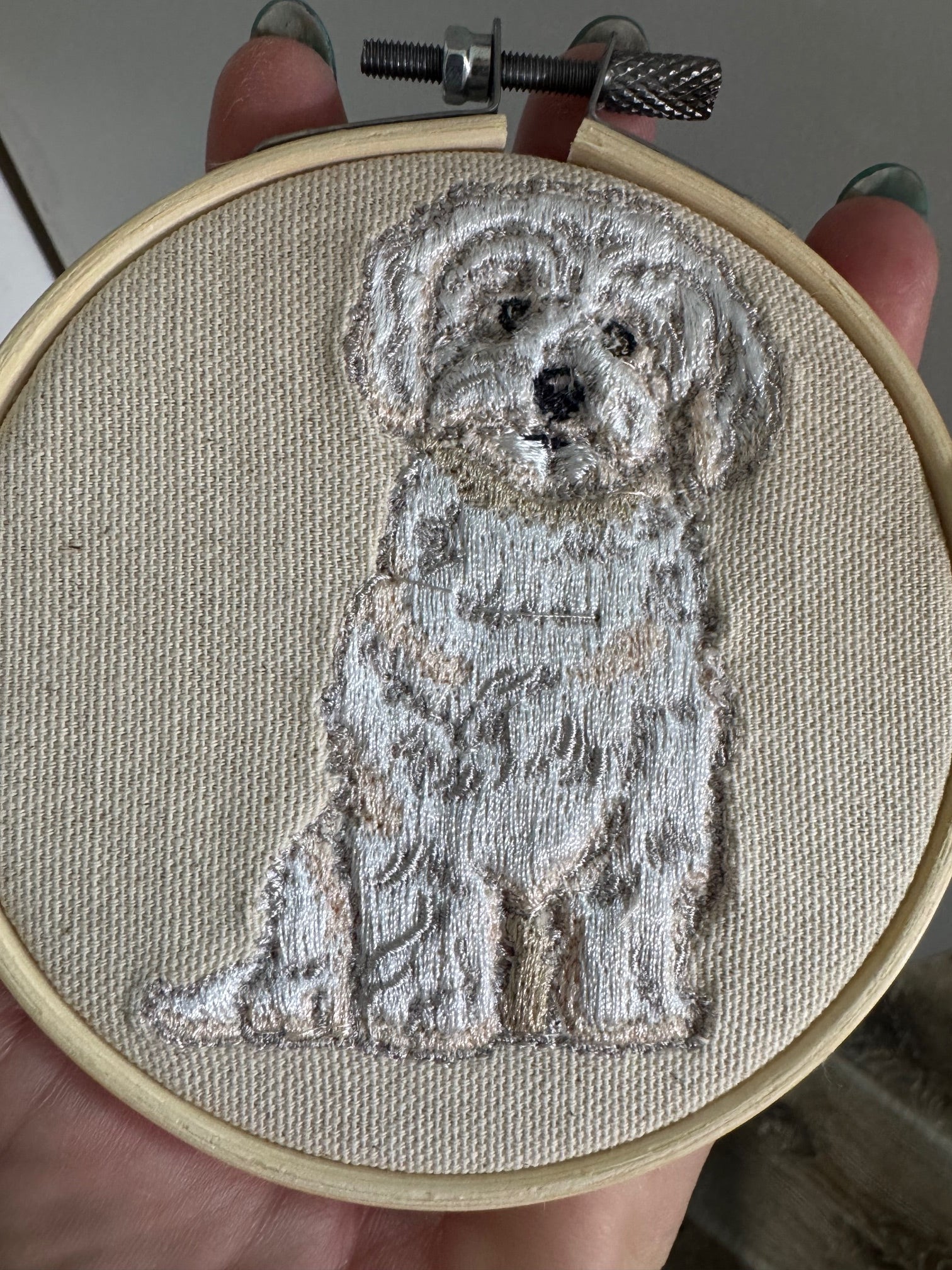 Maltese, Bichon, Poodle & Shih Tzu Embroidered Framed Art | Handcrafted Pet Decor