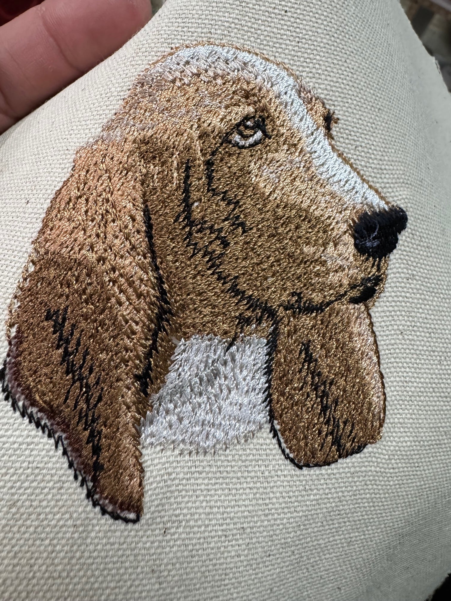 Basset Hound Machine Embroidered Framed Art | Tabletop Decor for Home or Office