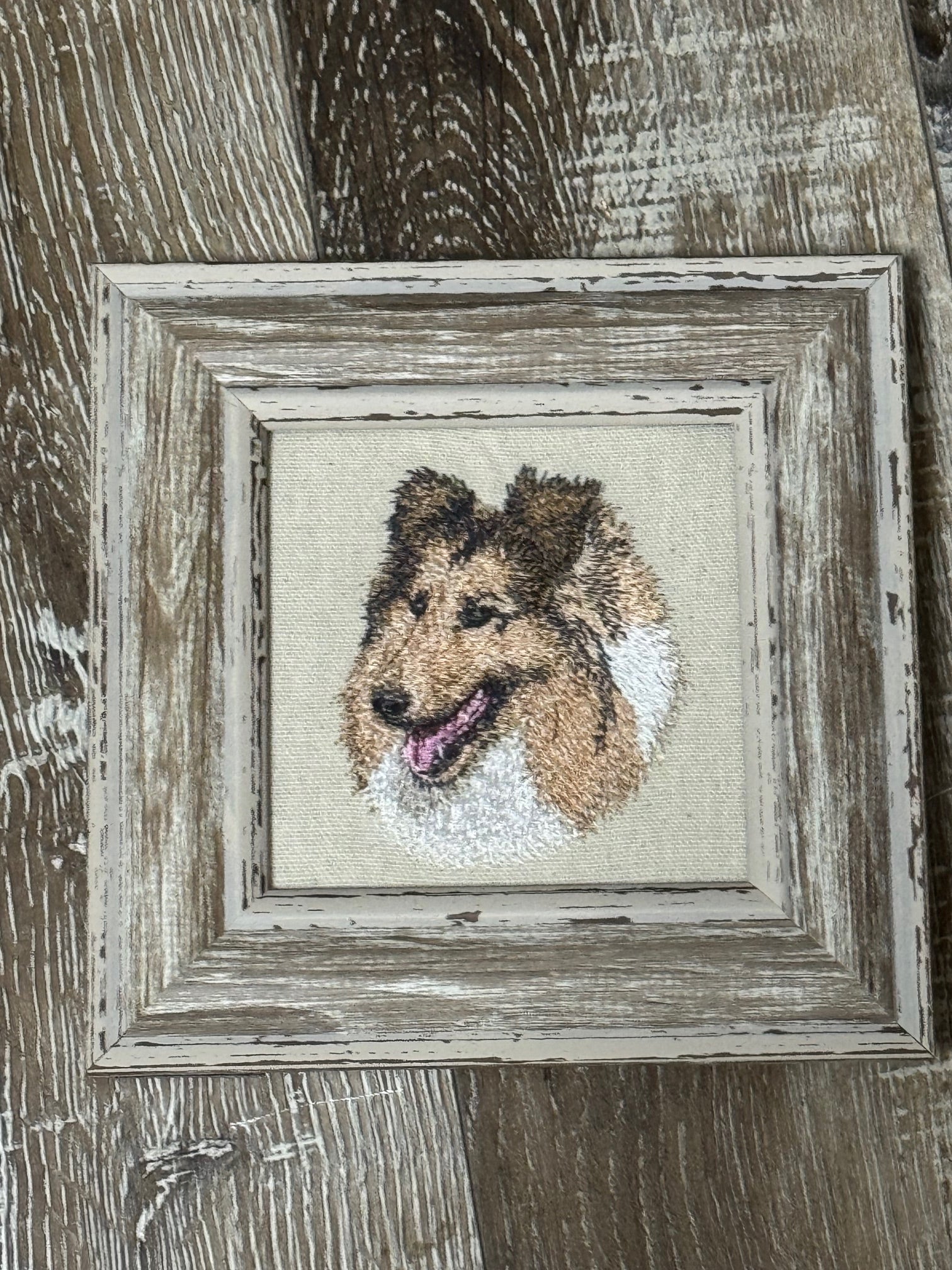 Collie Machine Embroidered Art No. 2 | Framed Dog Breed Décor