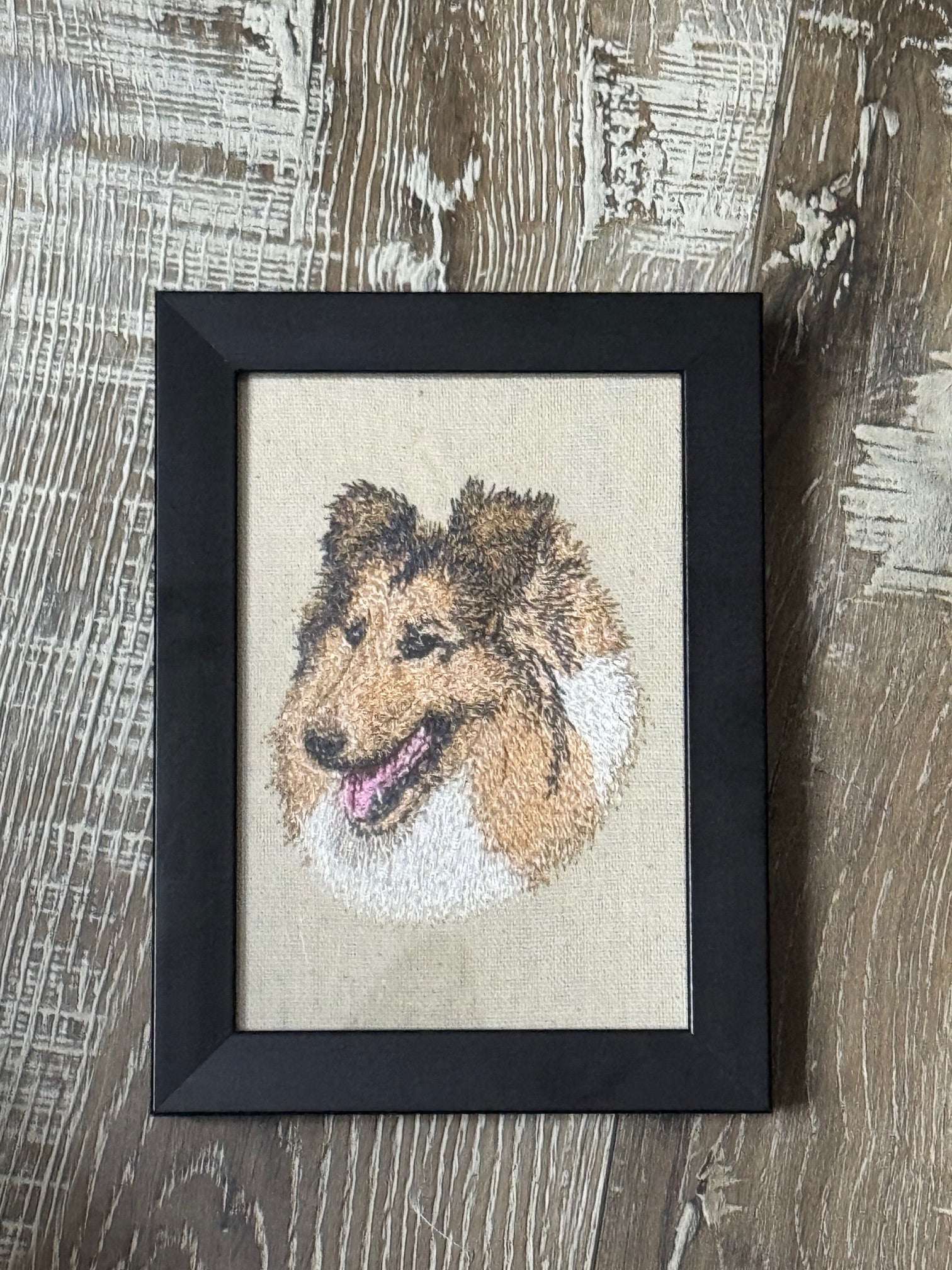 Collie Machine Embroidered Art No. 2 | Framed Dog Breed Décor
