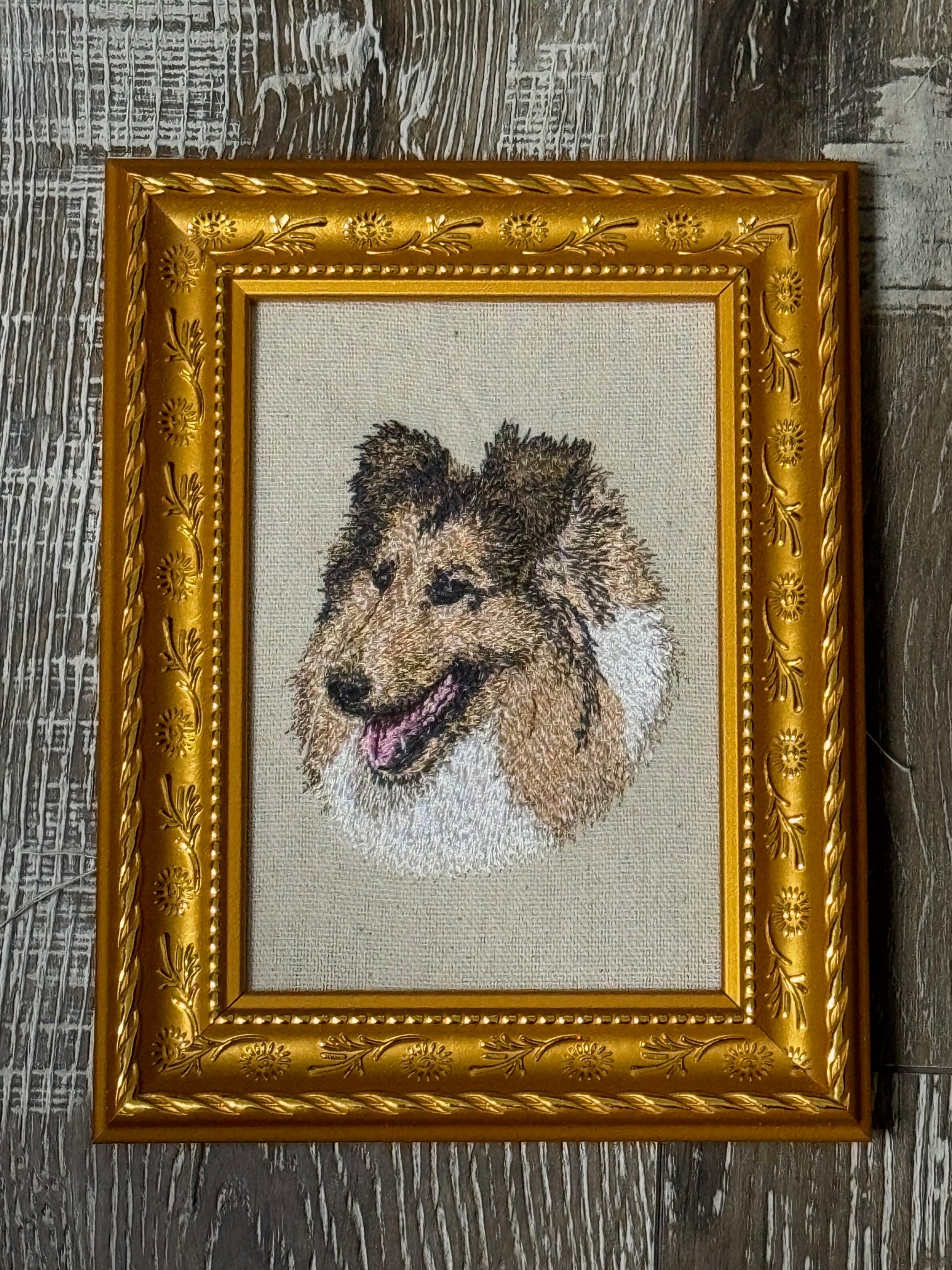 Collie Machine Embroidered Art No. 2 | Framed Dog Breed Décor