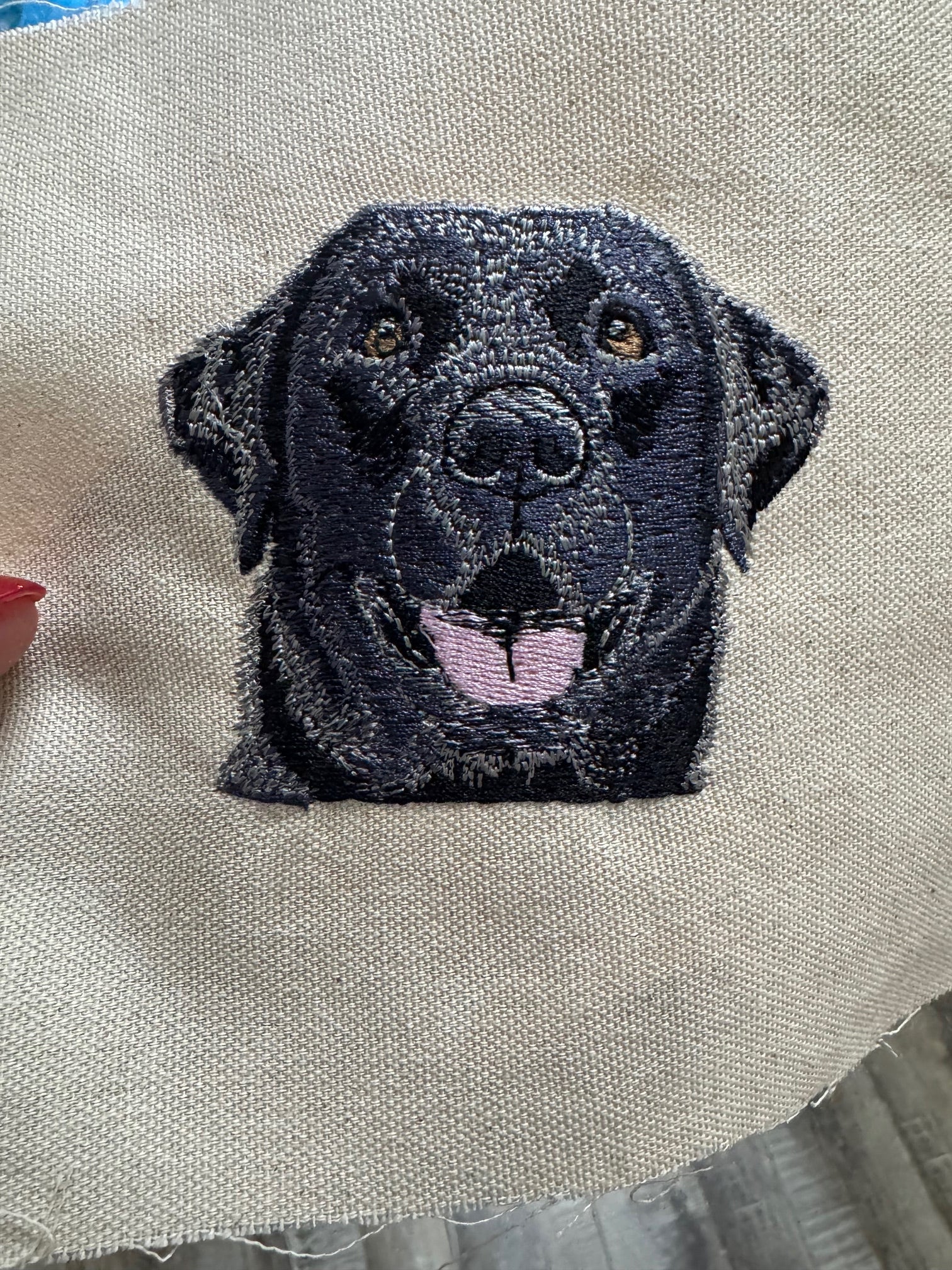 Black Labrador Retriever Machine Embroidered Framed Art | Tabletop Decor for Home or Office
