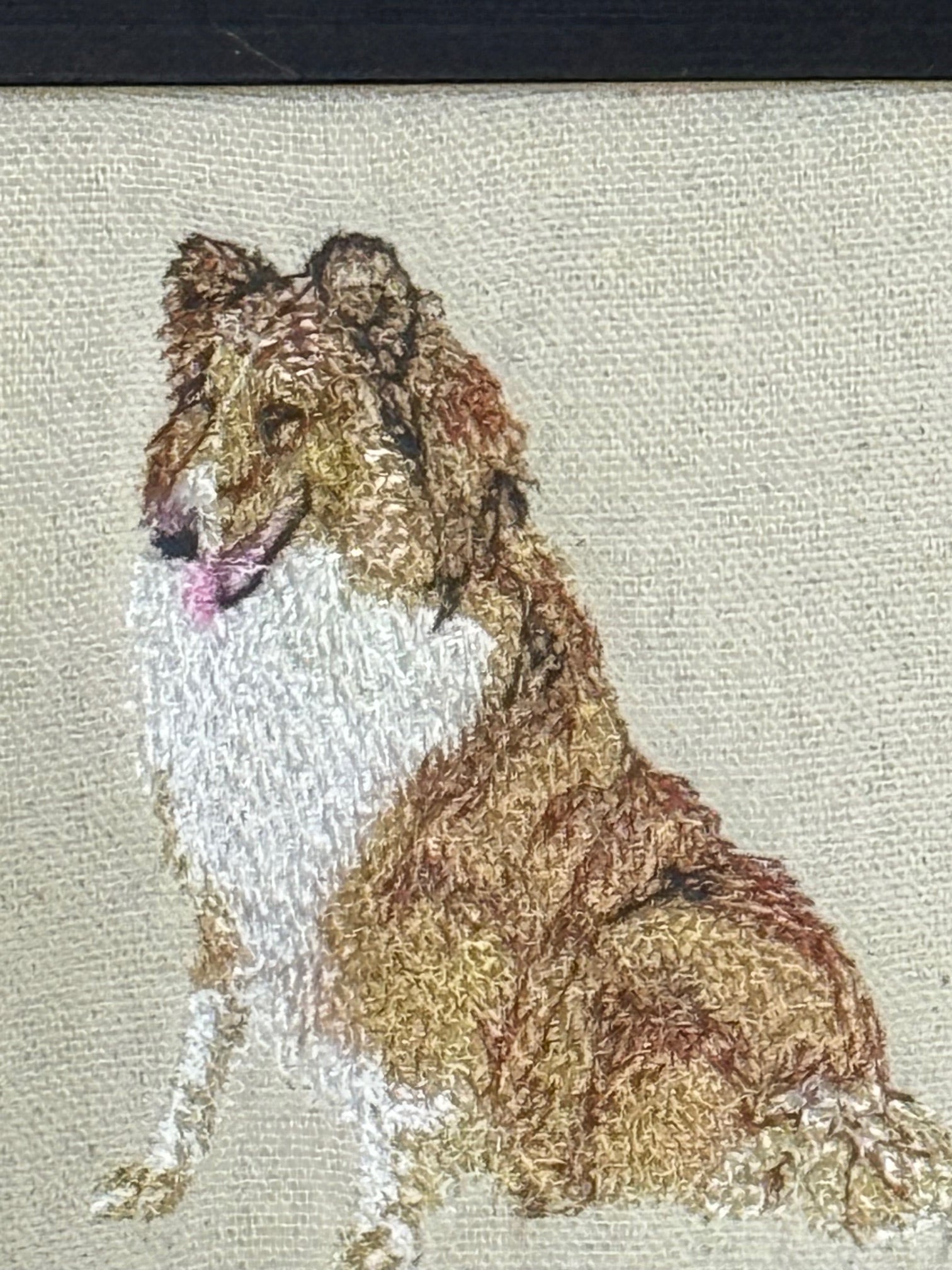 Collie Machine Embroidered Art | Framed Dog Breed Décor