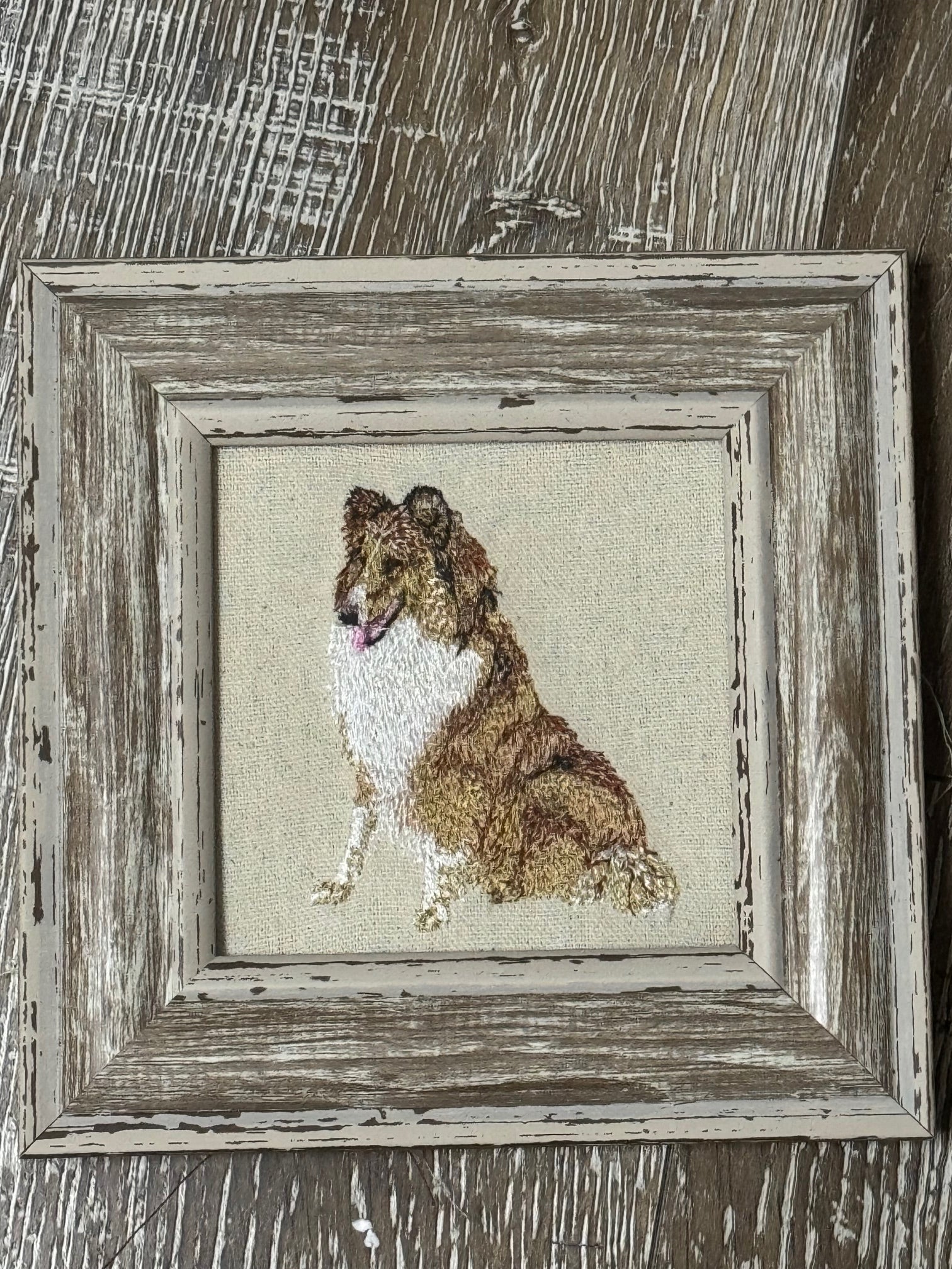 Collie Machine Embroidered Art | Framed Dog Breed Décor