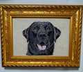 Black Labrador Retriever Machine Embroidered Framed Art | Tabletop Decor for Home or Office