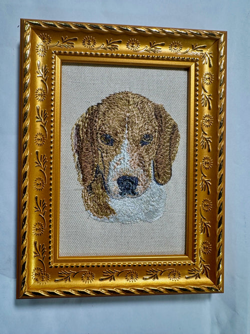 Beagle Hound Dog — Machine Embroidered Framed Art | Tabletop Decor
