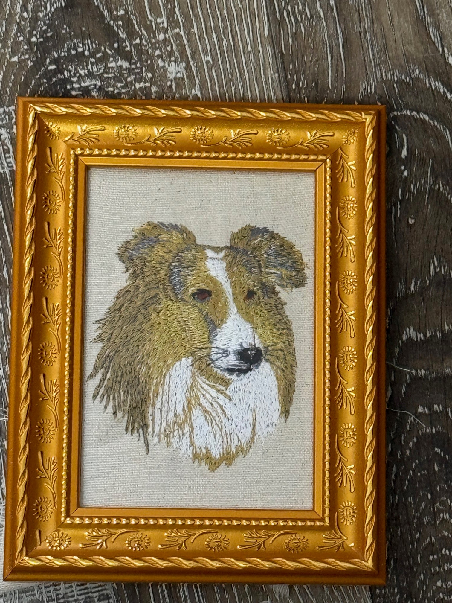 Collie Machine Embroidered Art No. 2 | Framed Dog Breed Décor