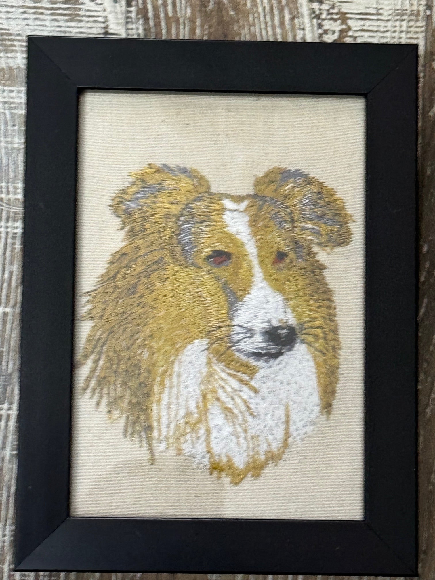 Collie Machine Embroidered Art No. 2 | Framed Dog Breed Décor
