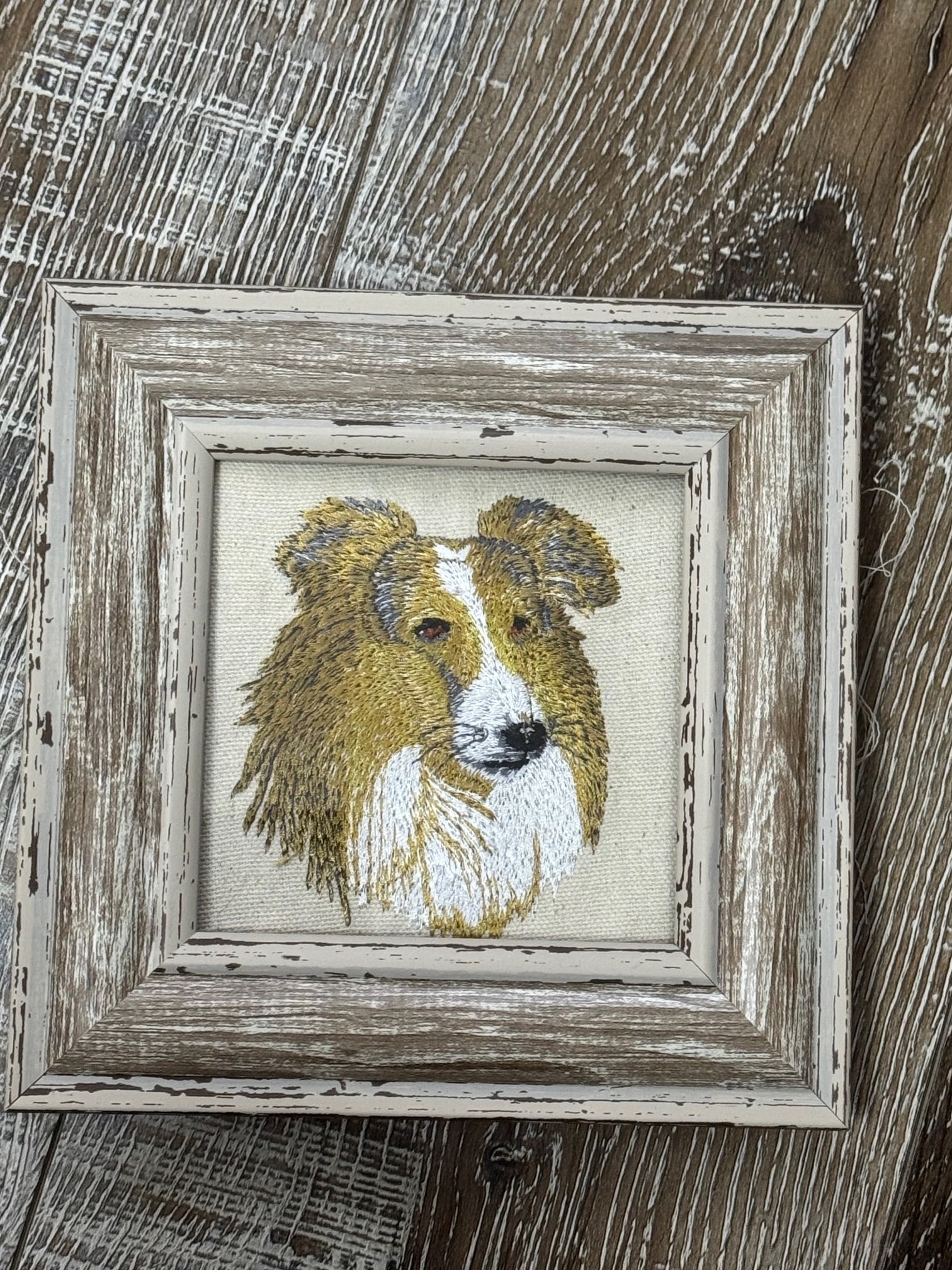 Collie Machine Embroidered Art No. 2 | Framed Dog Breed Décor
