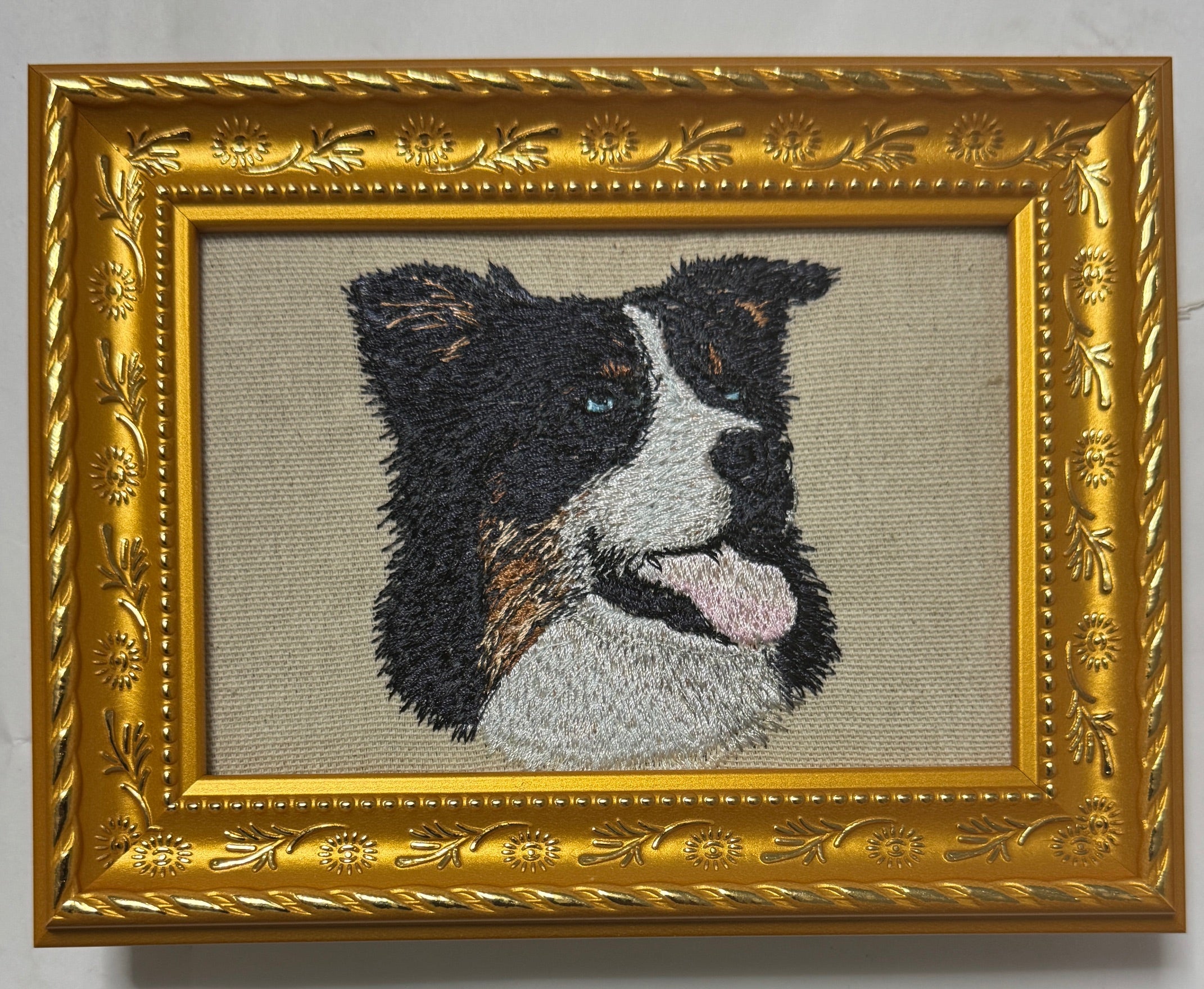 Australian Shepherd (Aussie) — Machine Embroidered Framed Art | Tabletop Decor