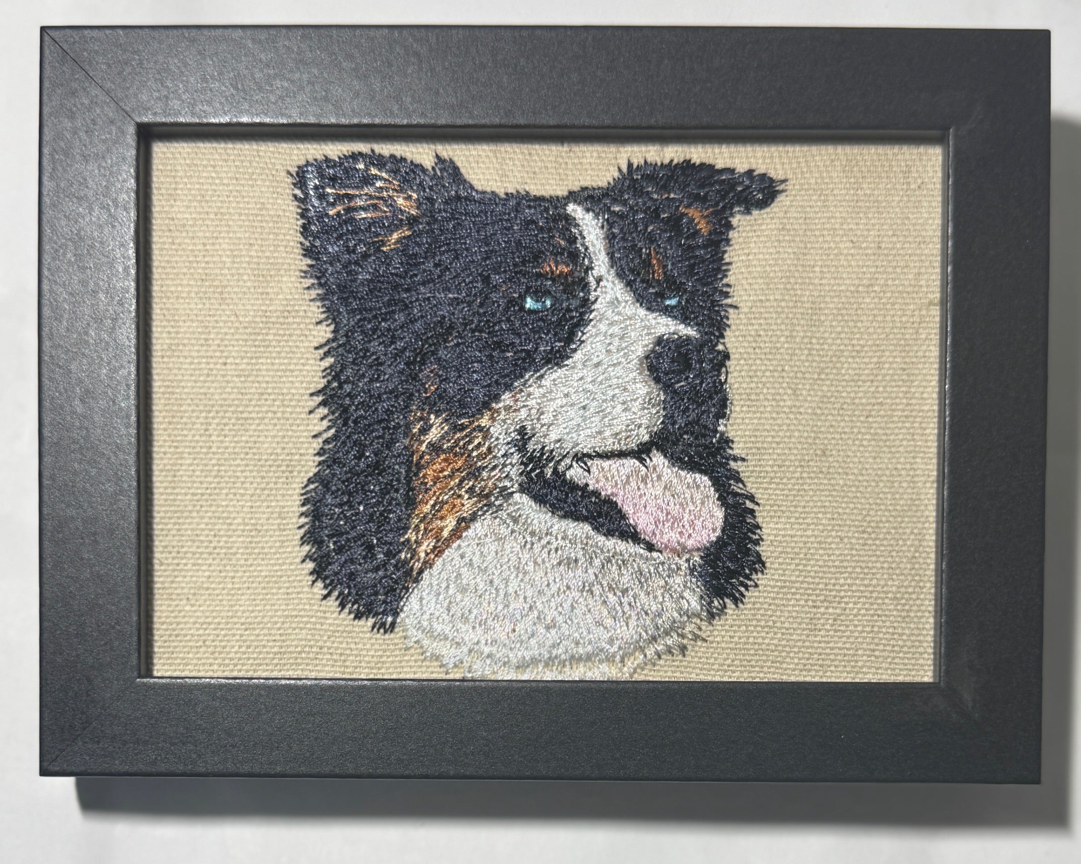 Australian Shepherd (Aussie) — Machine Embroidered Framed Art | Tabletop Decor